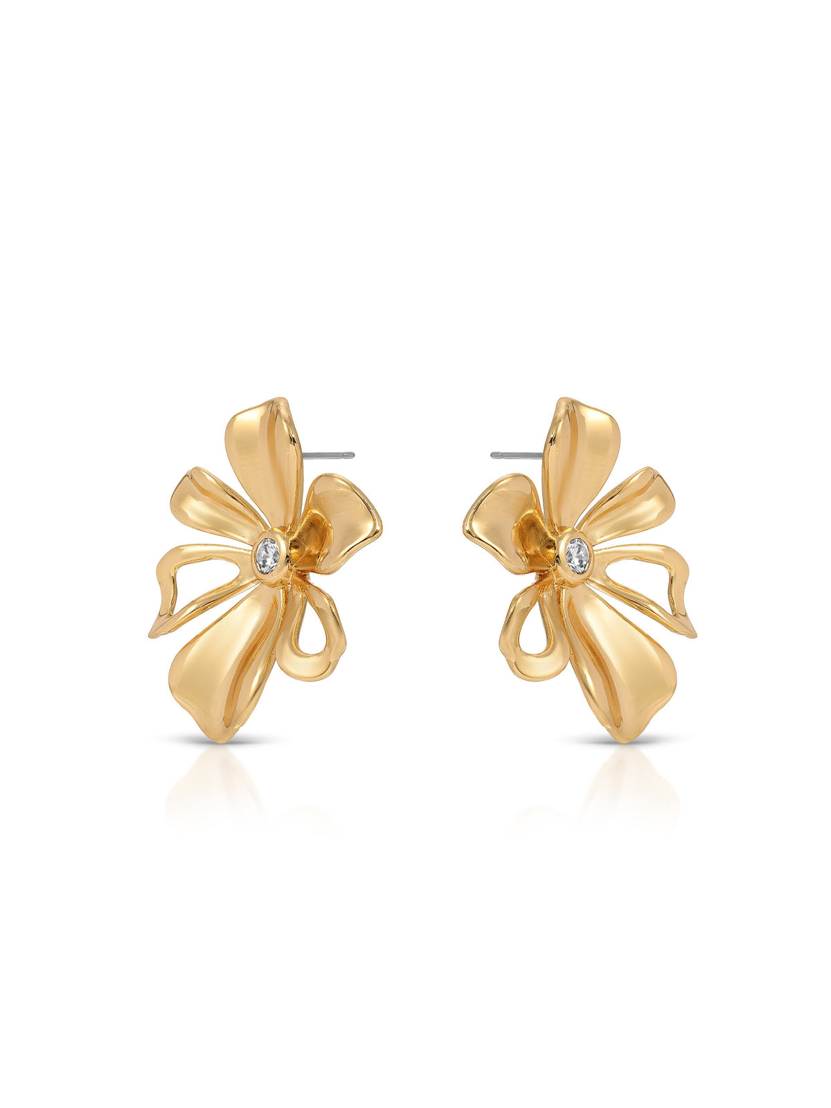 Petals Stud Earrings - Clear Crystal with 18k Gold Plating | Ettika