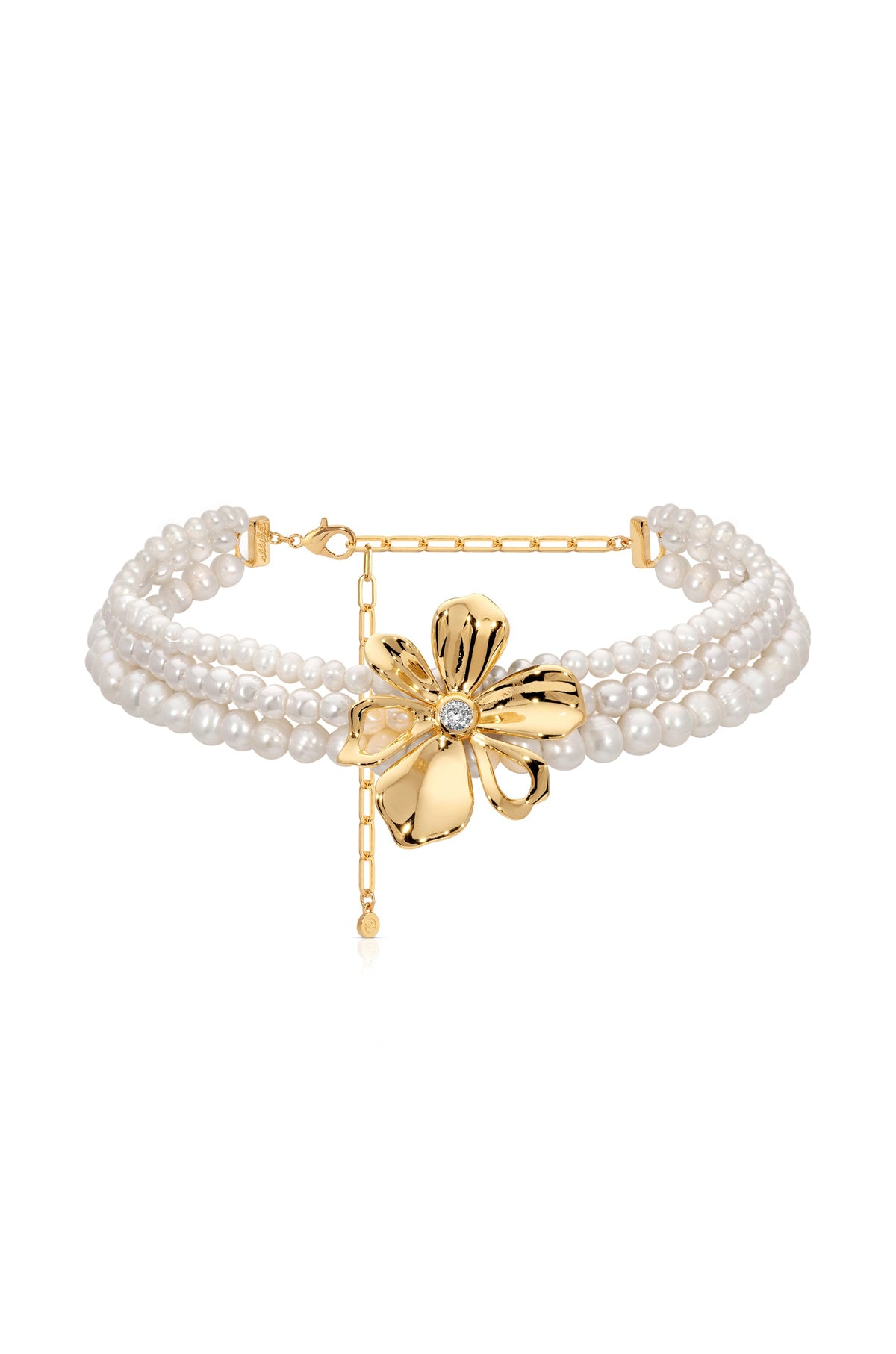 Pearl Petals Choker - Pearl with 18k Gold Plating | Ettika