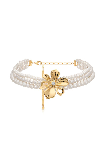 Pearl Petals Choker - Pearl with 18k Gold Plating | Ettika