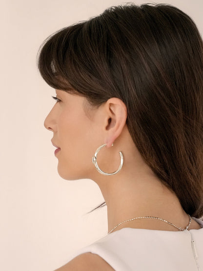 Large Marquise Crystal Hoops - Clear Crystal with Silver Plating | Ettika