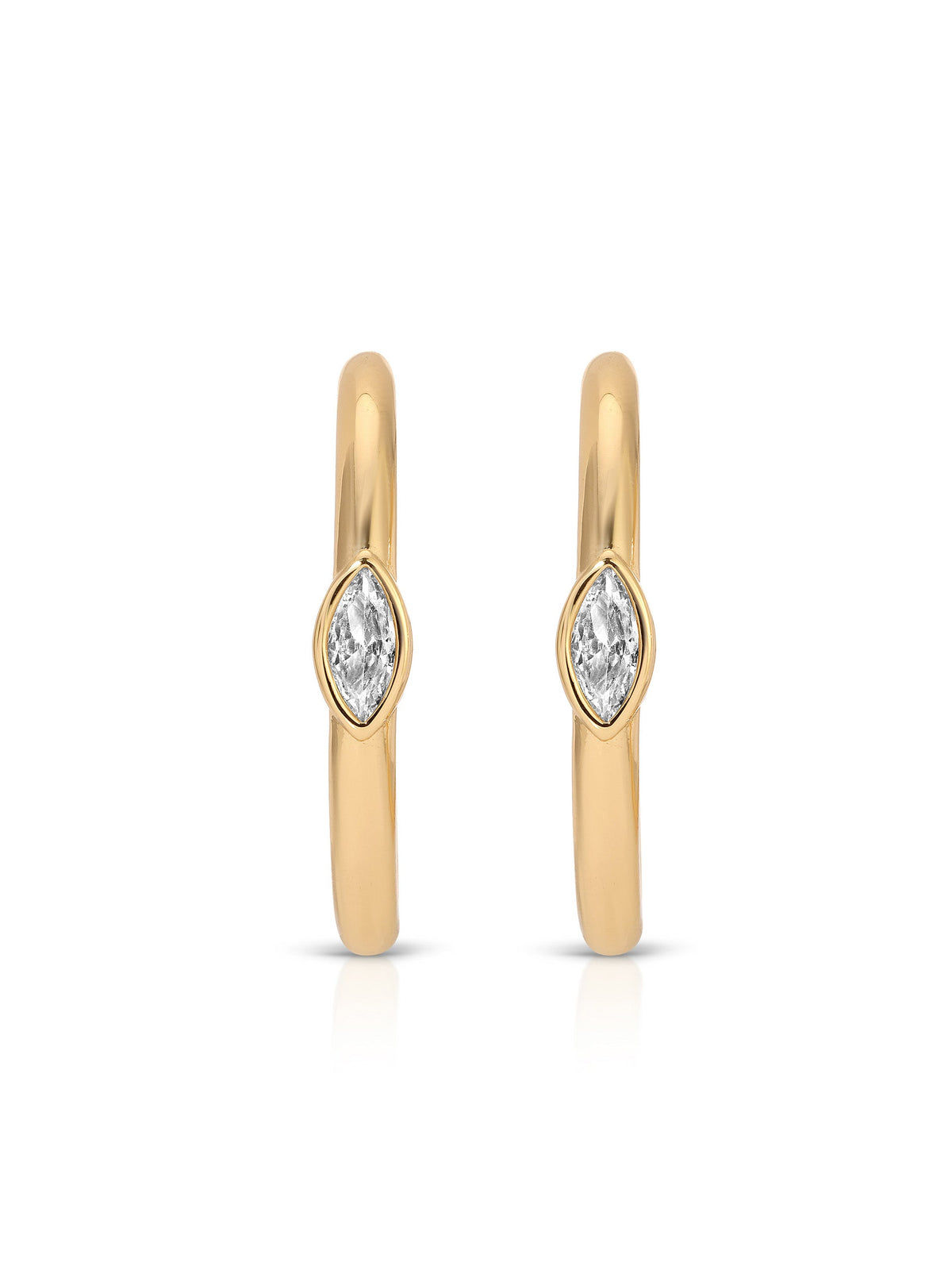 Medium Marquise Crystal Hoops - Clear Crystal with Silver Plating | Ettika