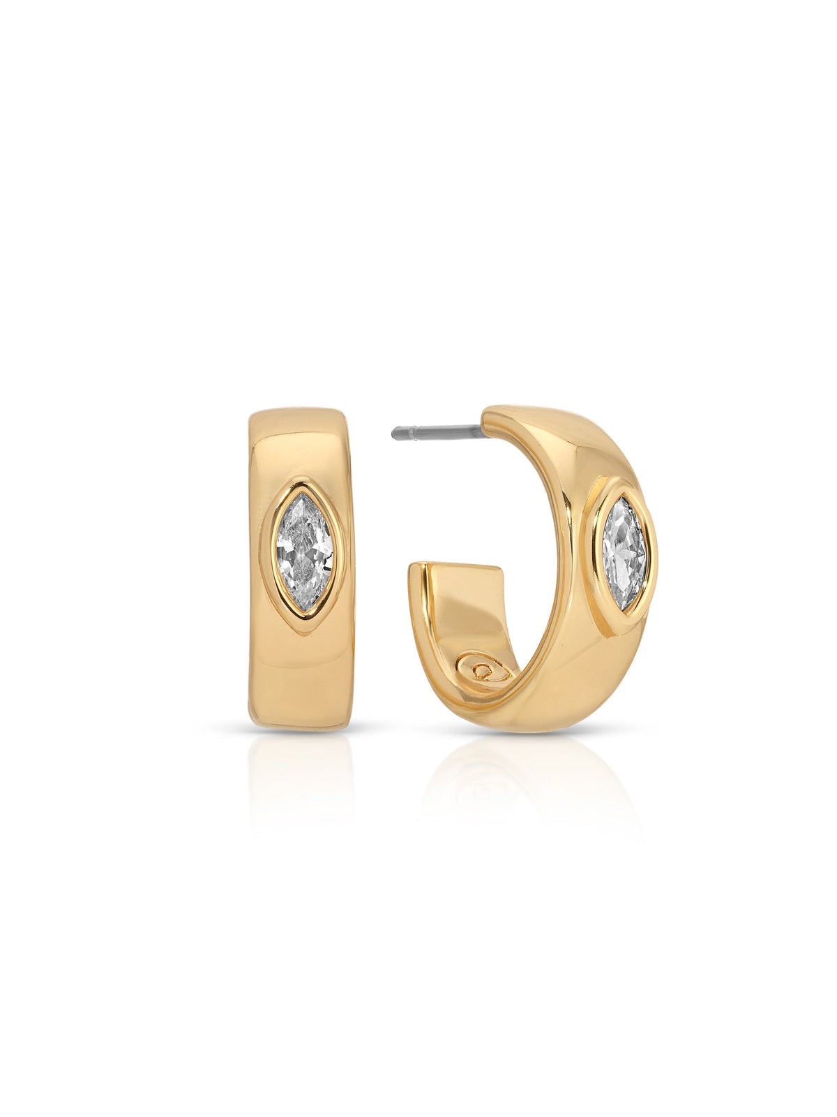 Small Marquise Crystal Hoops - Clear Crystal with Silver Plating | Ettika