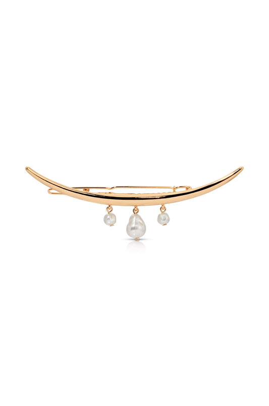 Mermaid Pearl Barrette - Pearl with Gold Tone | Ettika