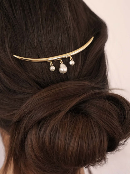 Mermaid Pearl Barrette - Pearl with Gold Tone | Ettika