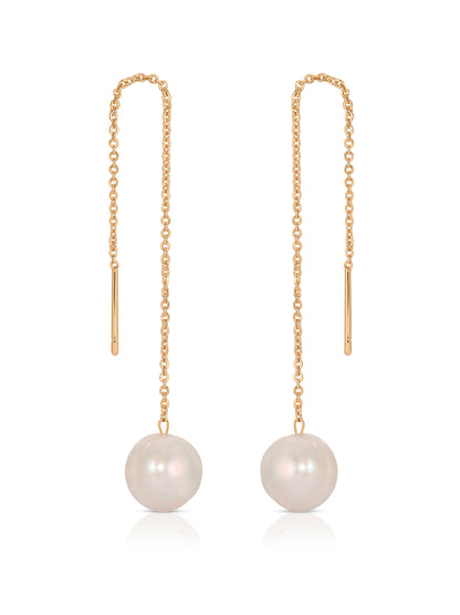 Threaded Pearl Earrings - Pearl | Ettika