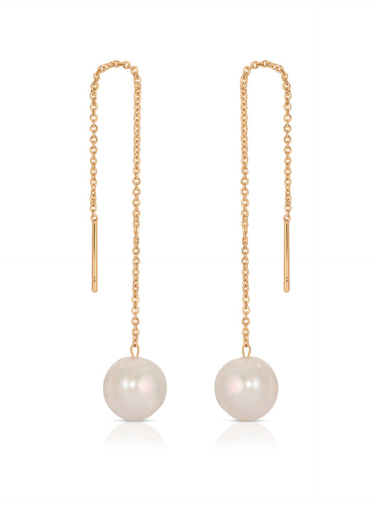 Threaded Pearl Earrings - Pearl | Ettika
