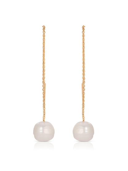 Threaded Pearl Earrings - Pearl | Ettika