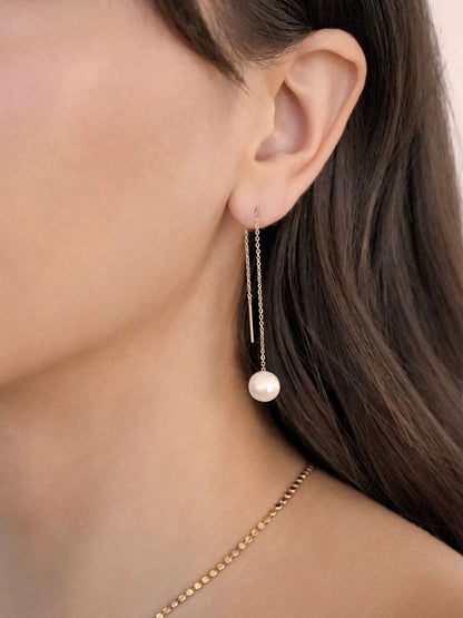 Threaded Pearl Earrings - Pearl | Ettika