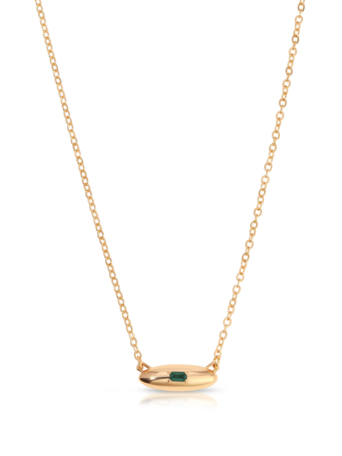 Oval Dome Pendant Necklace - Emerald Crystal with 18k Gold Plating | Ettika