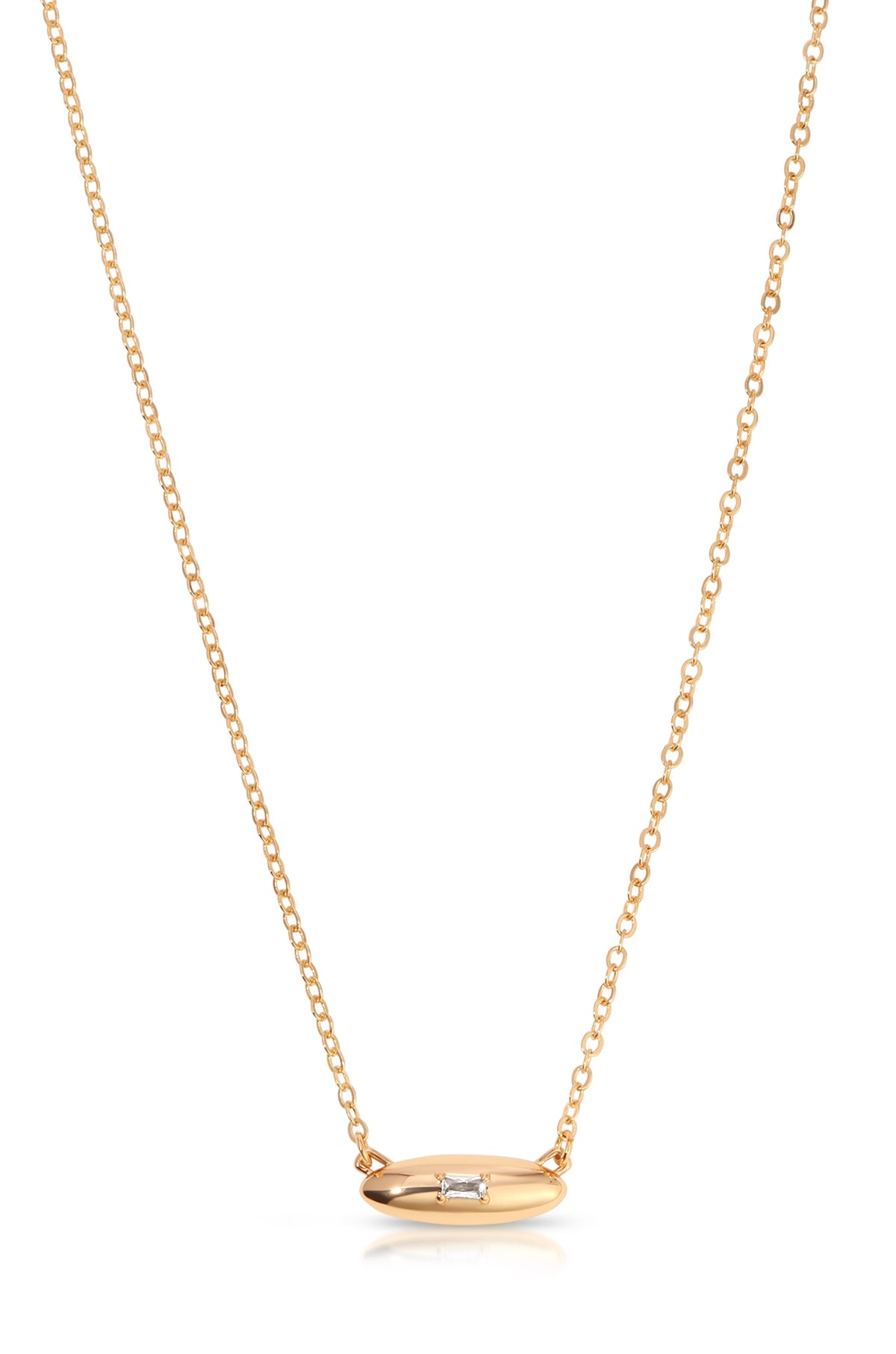 Oval Dome Pendant Necklace - Emerald Crystal with 18k Gold Plating | Ettika