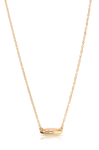 Oval Dome Pendant Necklace - Emerald Crystal with 18k Gold Plating | Ettika