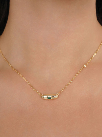 Oval Dome Pendant Necklace - Emerald Crystal with 18k Gold Plating | Ettika