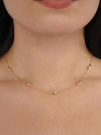 Oval Dome Baguette Necklace - Clear Crystal with 18k Gold Plating | Ettika