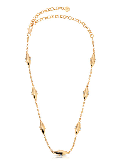 Oval Dome Baguette Necklace - Clear Crystal with 18k Gold Plating | Ettika