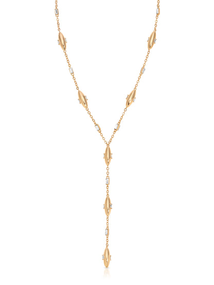 Oval Dome Lariat Necklace - Clear Crystal with 18k Gold Plating | Ettika