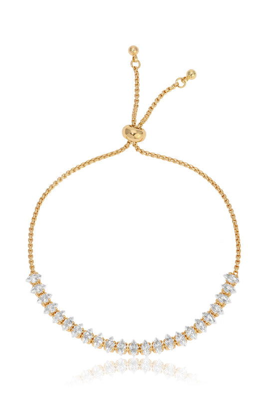 Radiant Adjustable Bracelet - Clear Crystal with 18k Gold Plating | Ettika