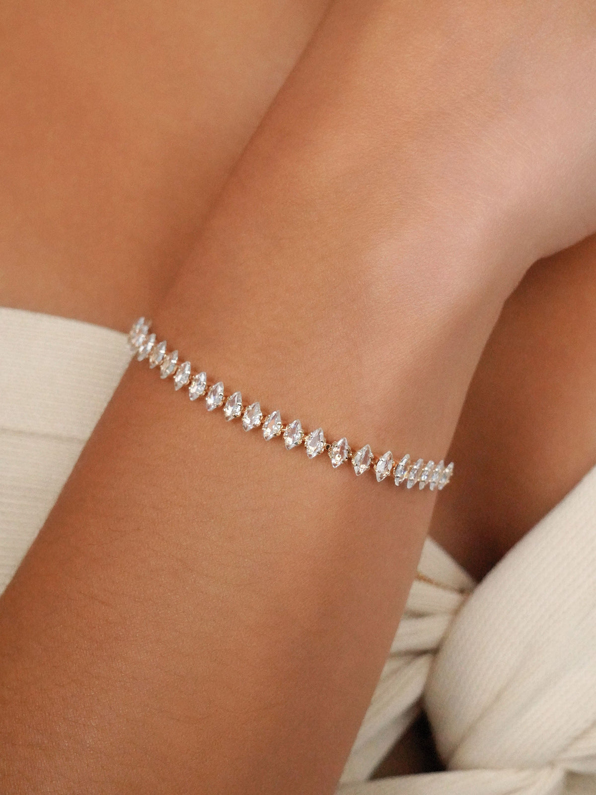 Radiant Adjustable Bracelet - Clear Crystal with 18k Gold Plating | Ettika