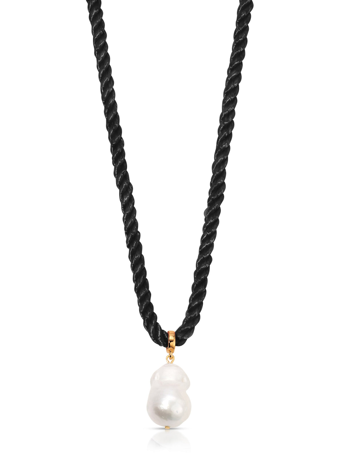 Freshwater Token Necklace - Beige Rope with 18k Gold Plating | Ettika