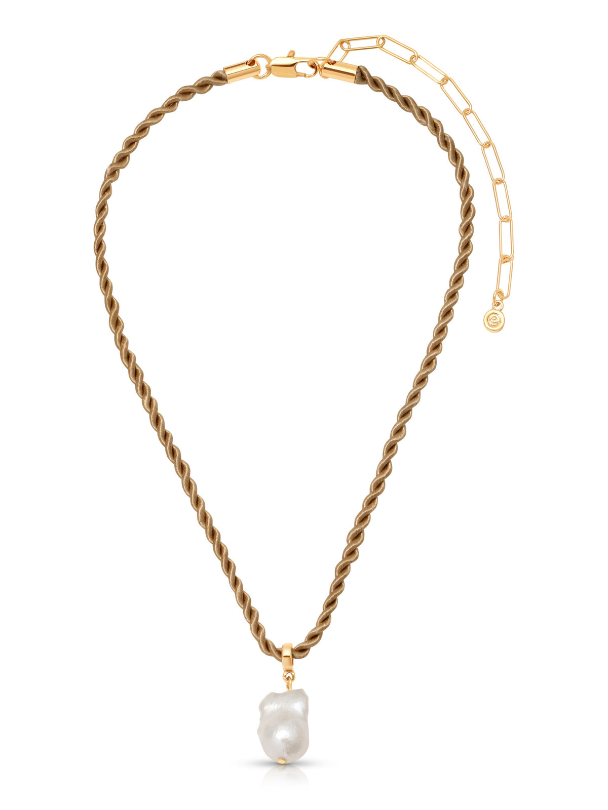 Freshwater Token Necklace - Beige Rope with 18k Gold Plating | Ettika