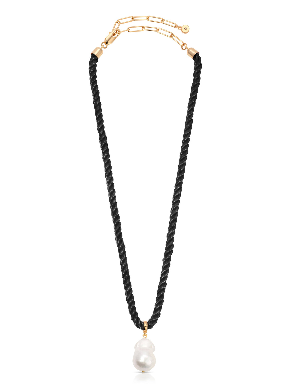 Freshwater Token Necklace - Beige Rope with 18k Gold Plating | Ettika