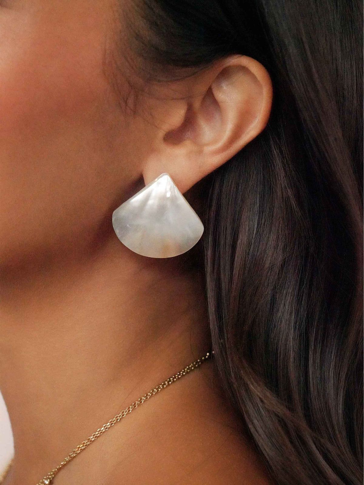 Rising Tide Pearl Studs - Mother of Pearl with 18k Gold Plating | Ettika