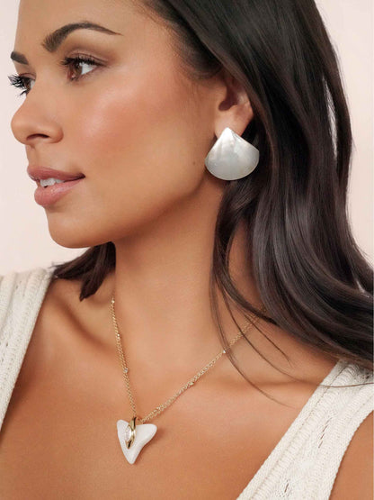 Rising Tide Pearl Studs - Mother of Pearl with 18k Gold Plating | Ettika