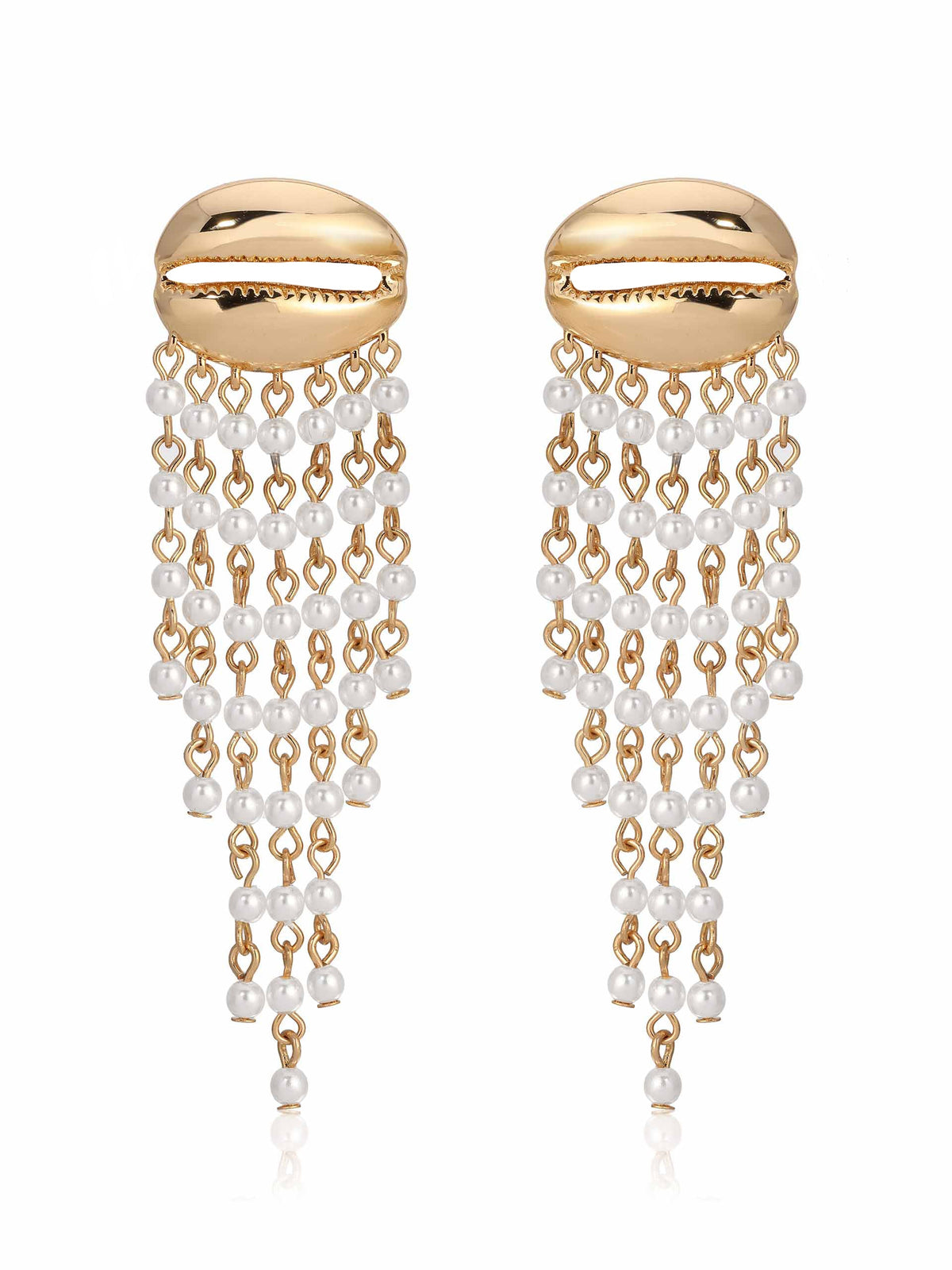 Mykonos Shell Dangle Earrings - Pearl with 18k Gold Plating | Ettika