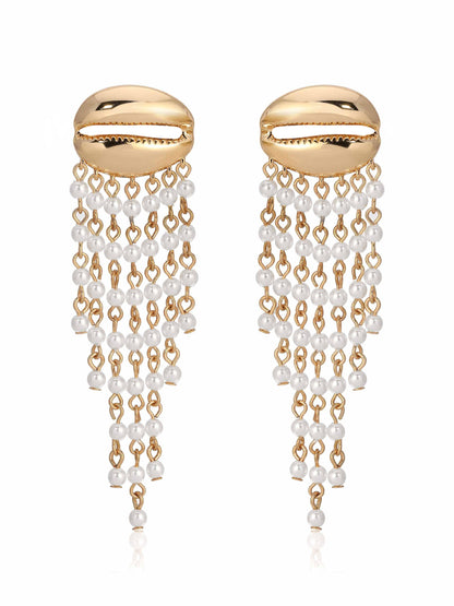 Mykonos Shell Dangle Earrings - Pearl with 18k Gold Plating | Ettika