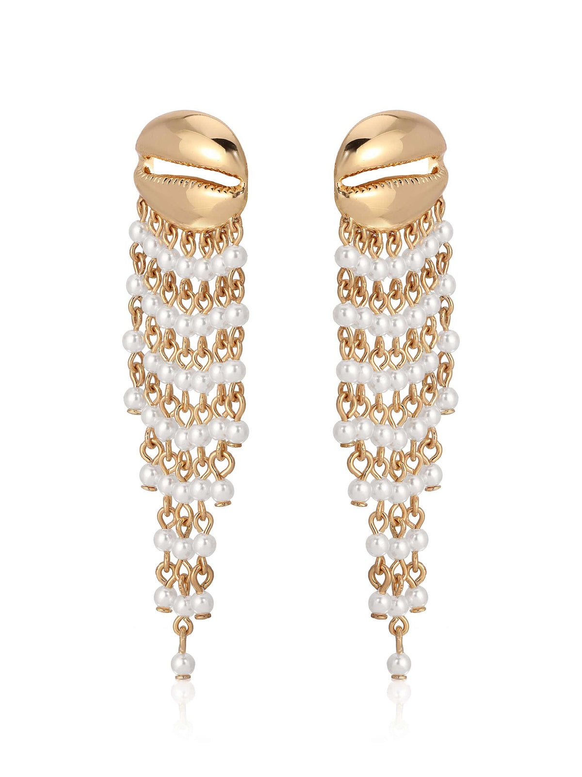 Mykonos Shell Dangle Earrings - Pearl with 18k Gold Plating | Ettika