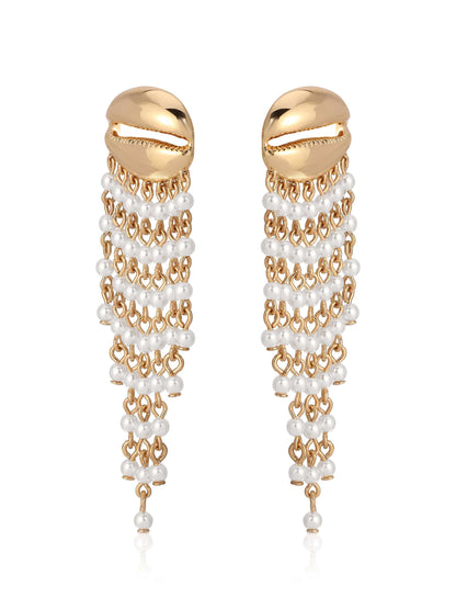 Mykonos Shell Dangle Earrings - Pearl with 18k Gold Plating | Ettika