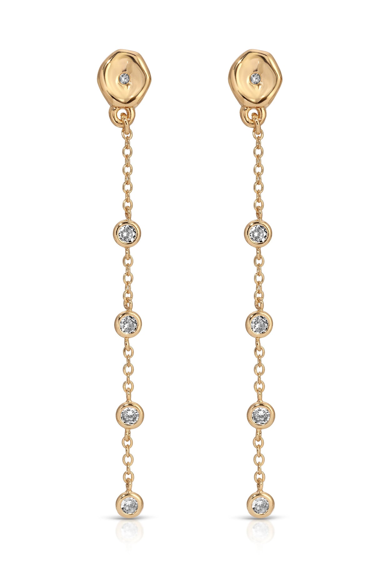Dainty Dream Drop Earrings - Clear Crystal with 18k Gold Plating | Ettika