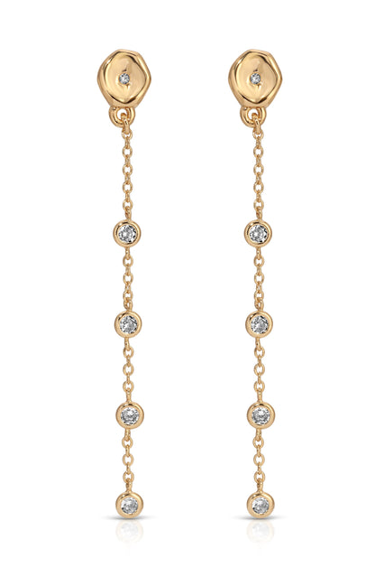 Dainty Dream Drop Earrings - Clear Crystal with 18k Gold Plating | Ettika