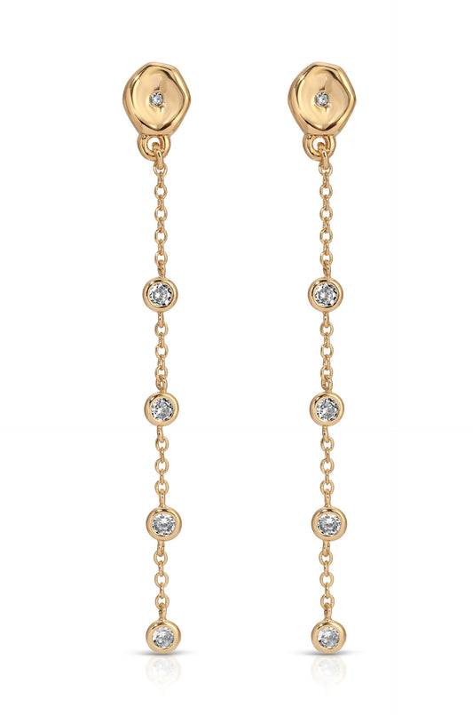 Dainty Dream Drop Earrings - Clear Crystal with 18k Gold Plating | Ettika