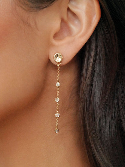 Dainty Dream Drop Earrings - Clear Crystal with 18k Gold Plating | Ettika
