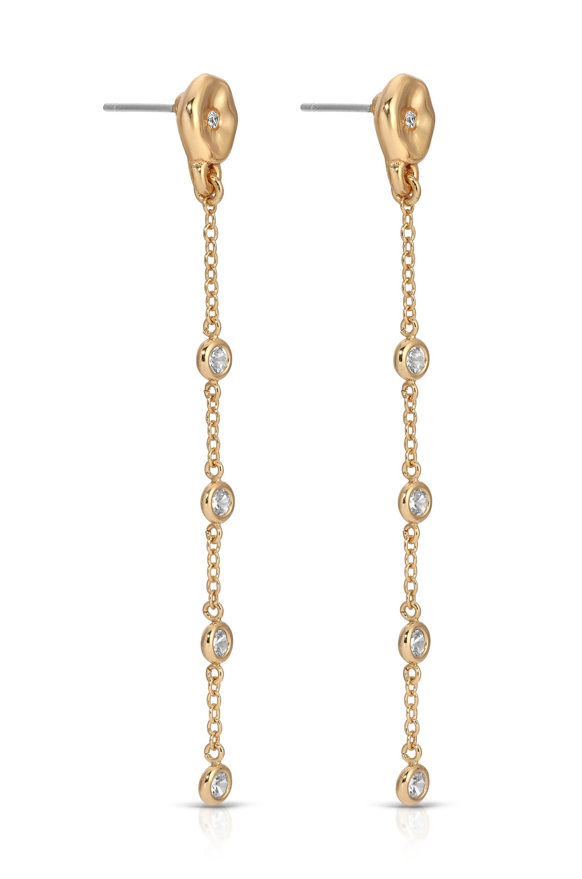 Dainty Dream Drop Earrings - Clear Crystal with 18k Gold Plating | Ettika