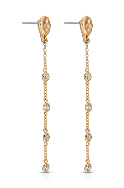 Dainty Dream Drop Earrings - Clear Crystal with 18k Gold Plating | Ettika