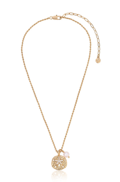 Sand Dollar Charm Necklace - Pearl with 18k Gold Plating | Ettika