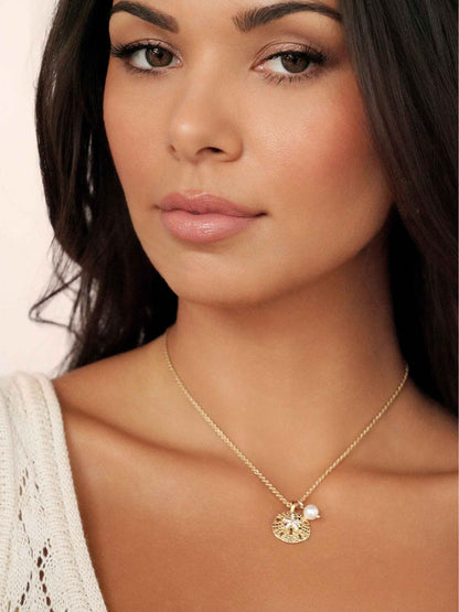 Sand Dollar Charm Necklace - Pearl with 18k Gold Plating | Ettika