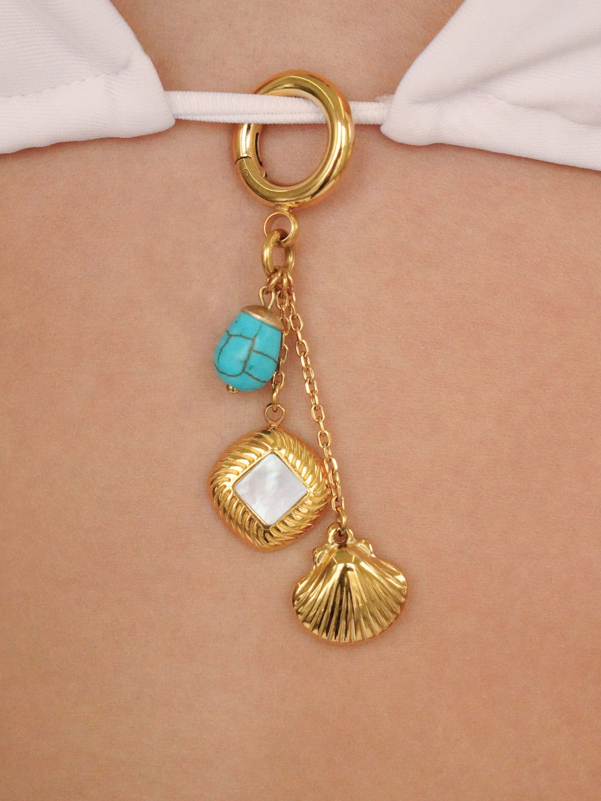 Golden Shore Bikini Charm - Turquoise with 18k Gold Plating | Ettika