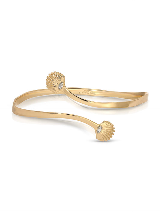 Santorini Shell Arm Cuff - Clear Crystal with 18k Gold Plating | Ettika