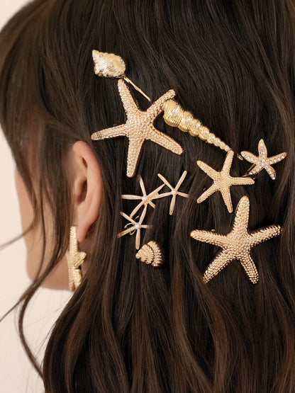 Starfish Barrette Set - Gold Tone | Ettika