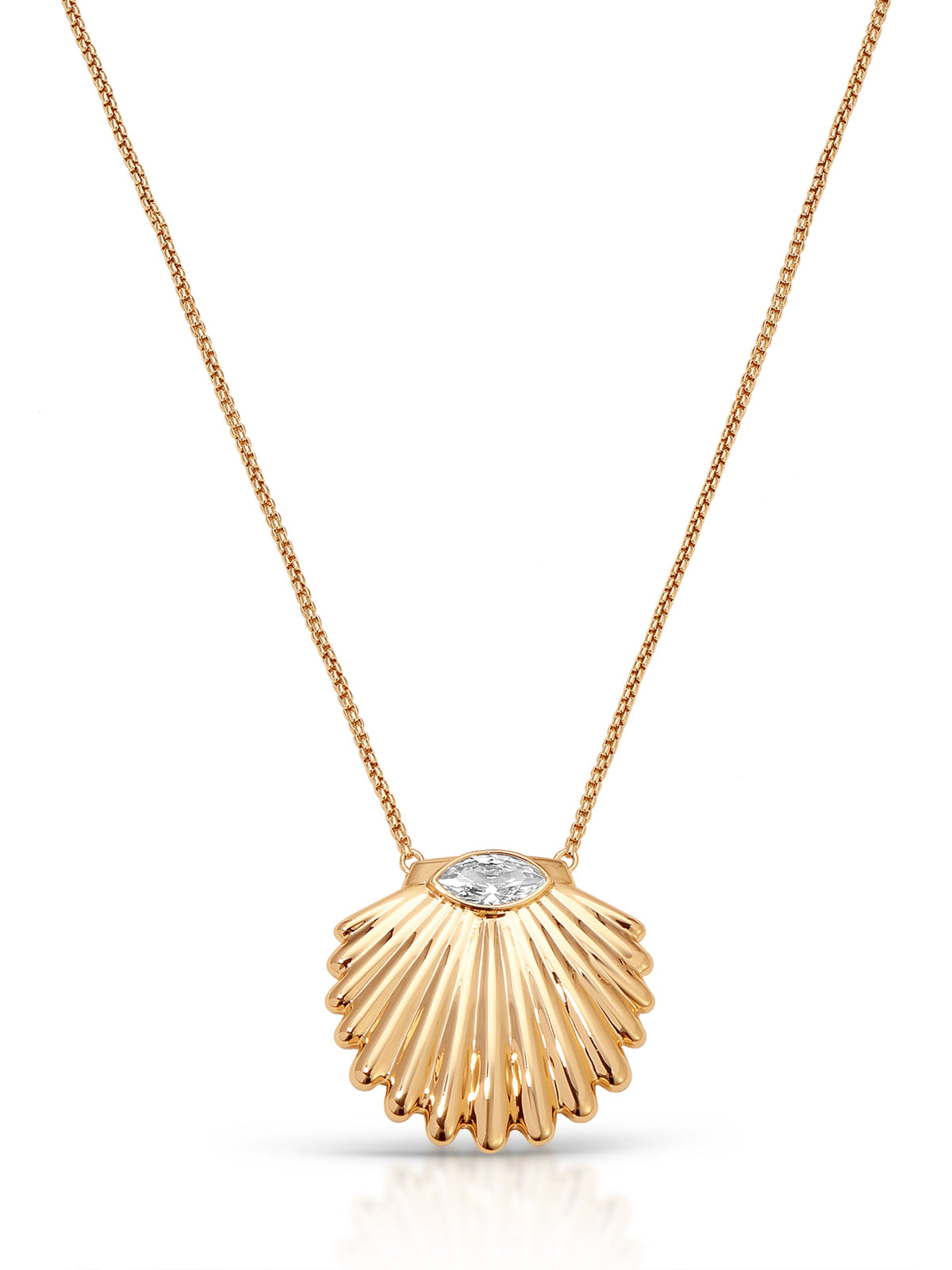 Scallop Crystal Necklace - Clear Crystal with 18k Gold Plating | Ettika