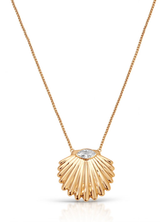 Scallop Crystal Necklace - Clear Crystal with 18k Gold Plating | Ettika