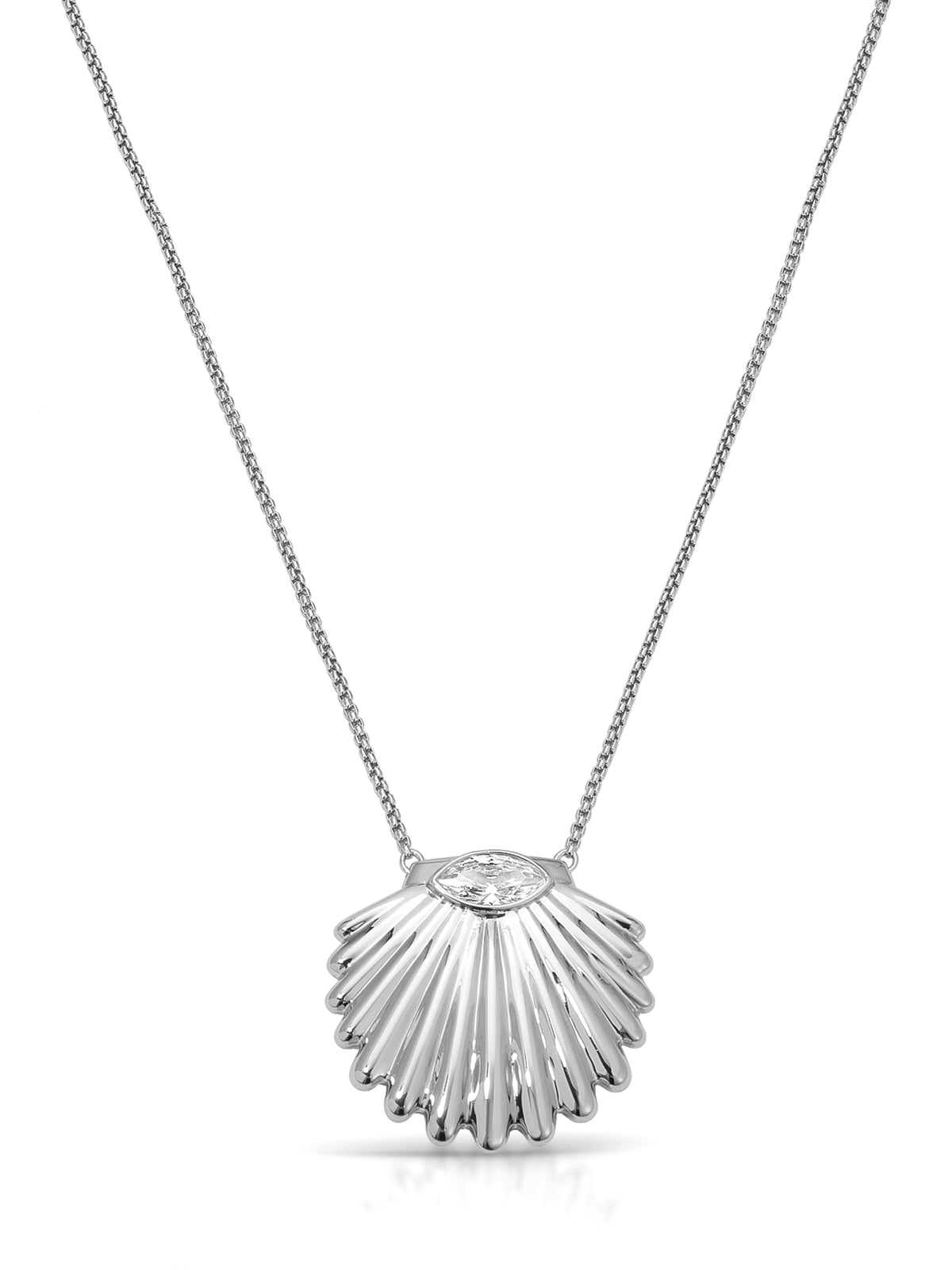 Scallop Crystal Necklace - Clear Crystal with 18k Gold Plating | Ettika