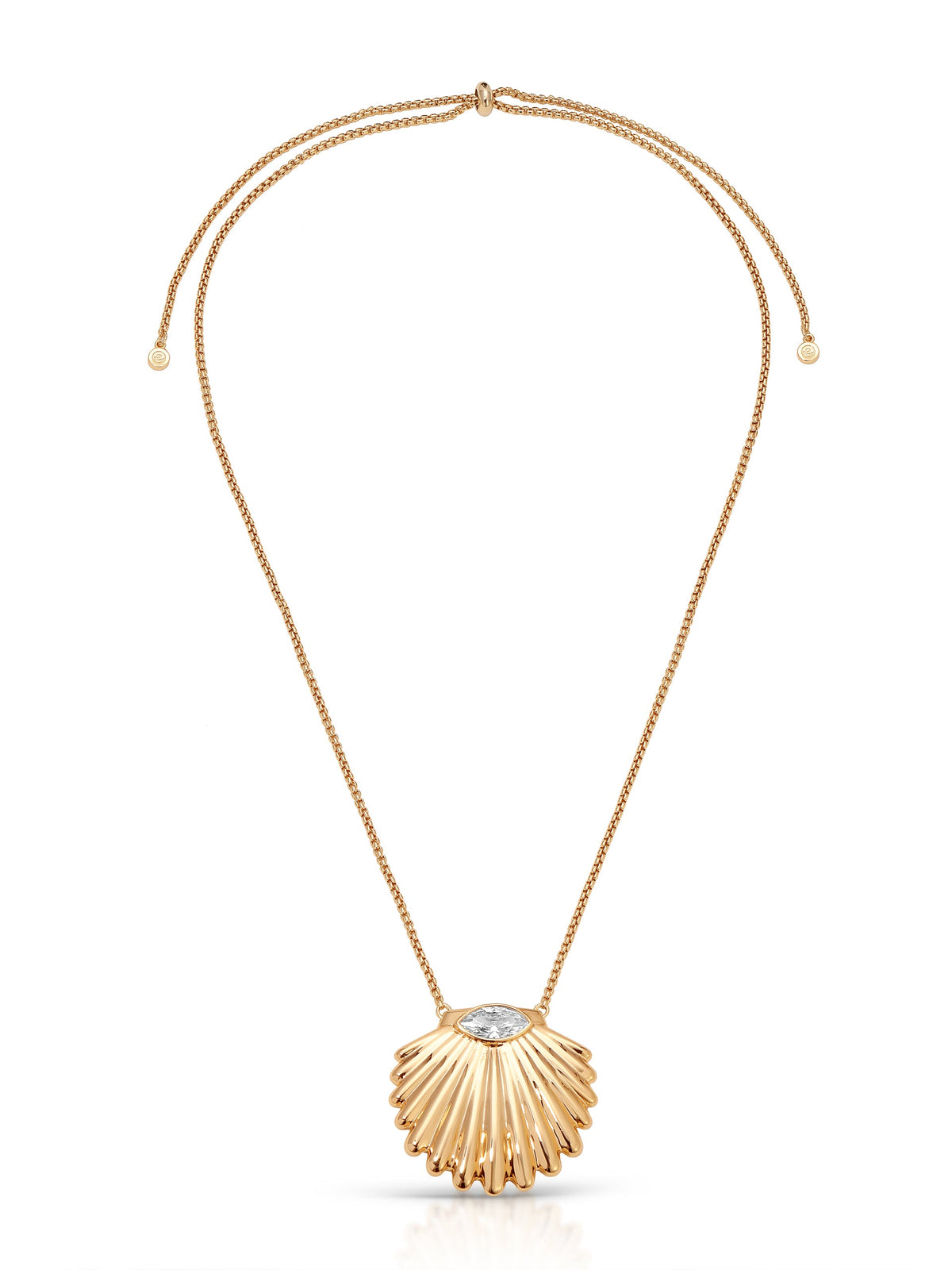 Scallop Crystal Necklace - Clear Crystal with 18k Gold Plating | Ettika