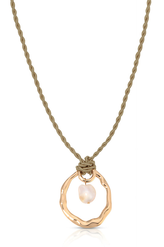 Nautical Pearl Necklace - Beige Rope with 18k Gold Plating | Ettika