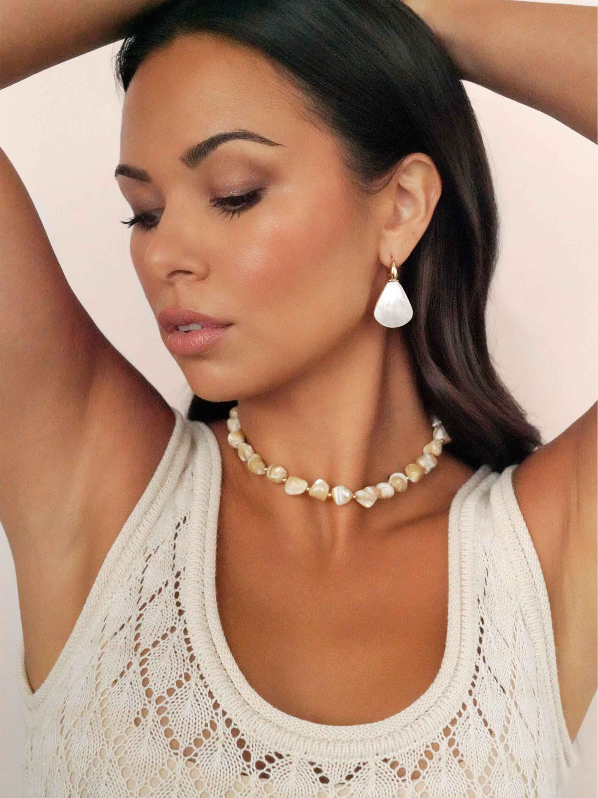 Sun-Kissed Pearl Earrings - Mother of Pearl with 18k Gold Plating | Ettika