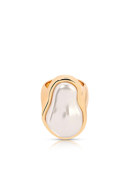 Sea-born Pearl Ring - Pearl with 18k Gold Plating | Ettika