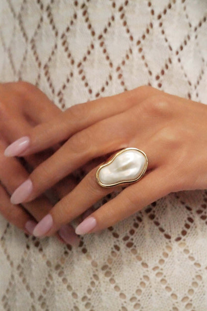 Sea-born Pearl Ring - Pearl with 18k Gold Plating | Ettika