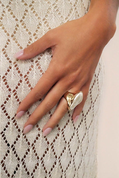 Sea-born Pearl Ring - Pearl with 18k Gold Plating | Ettika